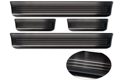 Avisa čierna oceľová ochrana prahu razený "Lines" (4-dielny) TESLA MODEL S liftback 2012-2016, FL 2016->