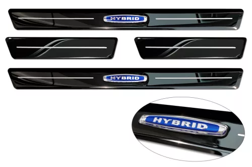 Avisa čierna leštená oceľová ochrana prahu modrý "Hybridný" (4-dielny) VOLVO V90 kombi 2016->, VOLVO V90 Cross Country 2016->