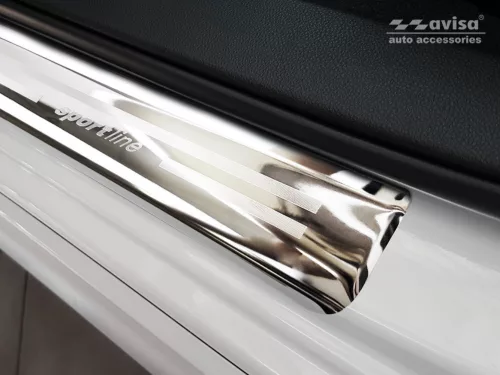 Avisa strieborná saténová oceľová ochrana prahu "Sportline" s gravírovaním SUBARU IMPREZA V (GT) 5D FL2017->