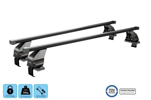 Menabo Omega Black L fekete oceľ Strešné nosiče so zámkom KIT37G